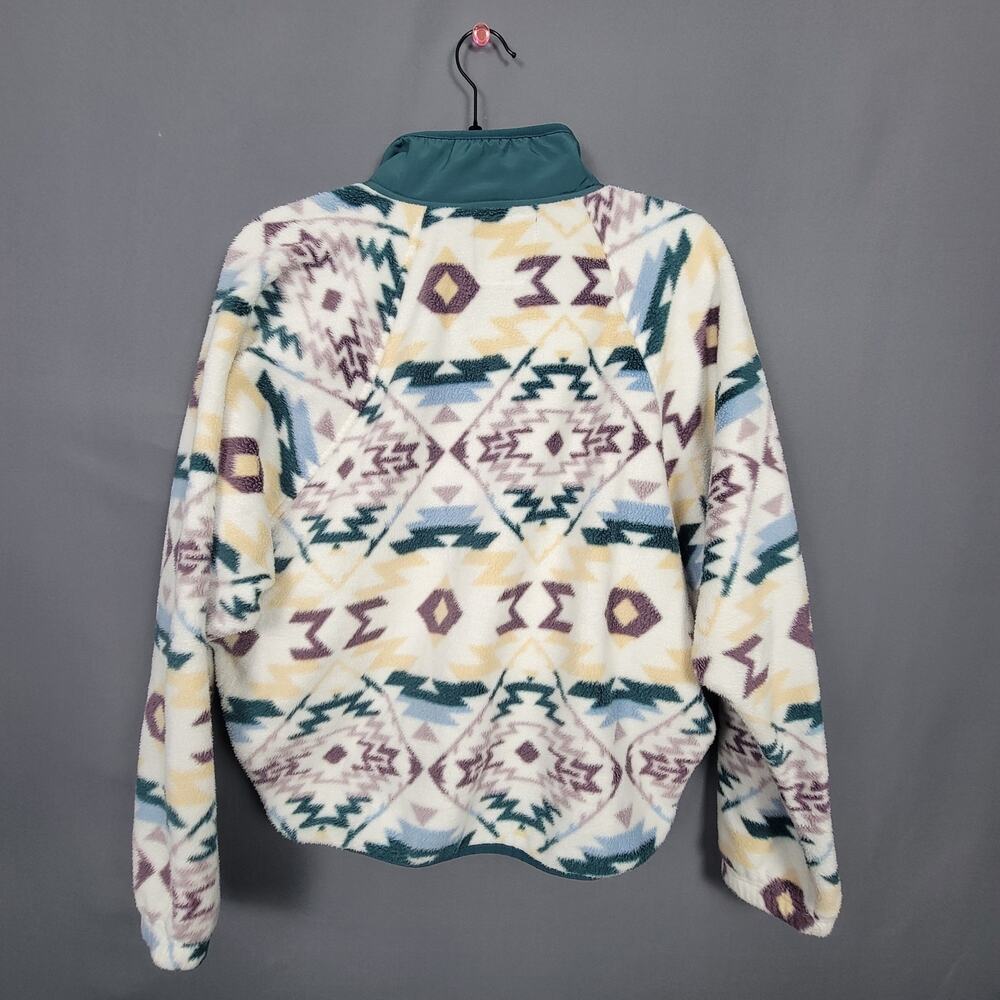 RSQ Fleece Pullover Jacket Aztec Southwestern Quarter Snap Mock Neck - Picture 2 of 10